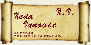 Neda Vanović vizit kartica